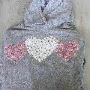 Gray and Pink Heart Hoodie